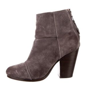 Rag & Bone Gray Ankle Booties with Chunky Heel